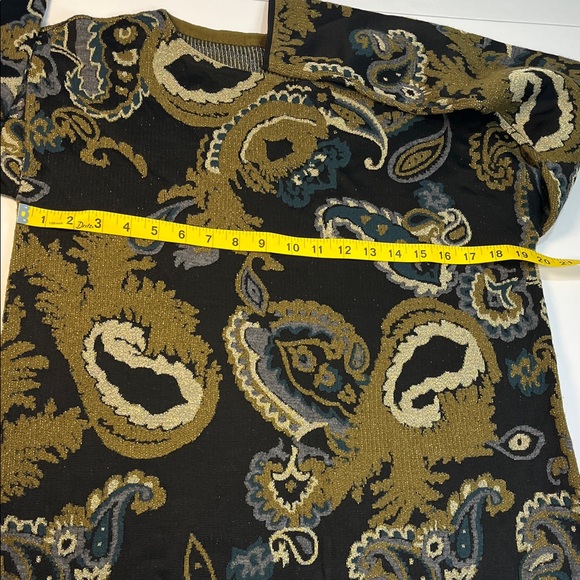 Lafayette 148 New York Wool Sweater in Olive, Black and Gray and Shimmer Sz M - Picture 6 of 9